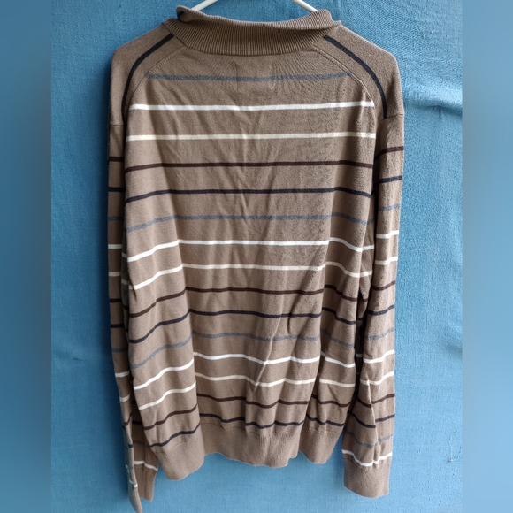 Saddlebred Men's size Large L Khaki Striped Long Sleeve Pullover - Picture 4 of 4
